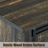 AMERLIFE 66" Farmhouse TV Stand for 75 Inches TVs, Entertainment Center with Sliding Barn Door and Adjustable Shelf & Feet, Console Table with Storage, Dark Rustic Oak AMERLIFE