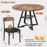 Round Dining Table Set for 4, Kitchen Table and Chairs for 4, Circle Table Round Pedestal Dining Room Dinner Dinette Table Set,5 Piece Space Saving Wood Kitchen & Dining Room Tables (Vintage, 42In) Jocoevol