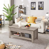Yaheetech Lift Top Coffee Table with Hidden Storage Compartment & Lower Shelf, Lift Tabletop Farmhouse Table for Living Room Office Reception, 47.5in L, Gray Yaheetech