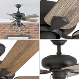 Prominence Home Madison County, 42 Inch Industrial Style LED Ceiling Fan with Light, Pull Chain, Three Mounting Options, Modern Dual Finish Blades, Reversible Motor - 50588-01 ( Bronze) Prominence Home