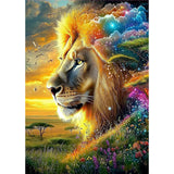 MOGTAA Lion Diamond Art Kits for Adults, 5D Full Drill Diamond Painting Kits for Adults Beginners, DIY Landscape Round Diamond Dots for Adults, Gem Art for Home Decor 12 X 16Inch MOGTAA
