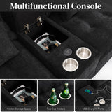 OUYESSIR 134" U Shaped Sectional Cloud Couch,Tufted Couch with Chaise Lounge,Fluffy Black Sectional Couches for Living Room,Comfy Chenille Modular Sofa with Central Console & USB Port OUYESSIR