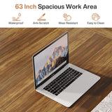 Tribesigns 63 Inch Executive Desk, Large Office Computer Desk with Thick Wooden Tabletop and Metal Frame, Modern Simple Workstation Writing Table Study Desk for Home Office, Rustic Brown Tribesigns