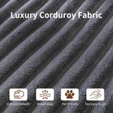 110" Modular Sectional Couch with 2 Movable Ottoman, Cloud Sofa Couches for Living Room, U Shaped Deep Seat Boneless Sofa,Luxury Corduroy Fabric, No Assembly Required Grey Veloflow