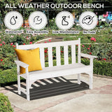 nalone Outdoor Bench, HDPE All Weather Patio Bench Load up to 800 Lbs, 2-Person Garden Bench Rot-Proof Fade Proof for Patio, Porch, and Park (White) nalone
