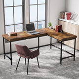 Tribesigns L-Shaped Desk, 67 inch Industrial Reversible Corner Computer Office Desk PC Laptop Study Table Workstation with Metal Pipe Legs for Home Office (Rustic Brown) Tribesigns