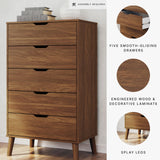 Signature Design by Ashley Fordmont Mid-Century Modern 5 Drawer Chest with Safety Stop for Bedroom, Dark Brown Signature Design by Ashley