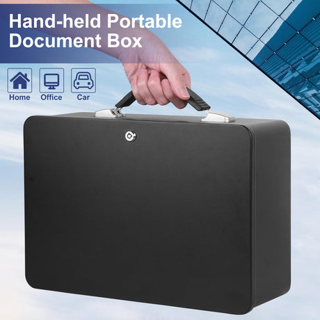 IUZIT Fireproof Document Box with Key Lock, Fire Resistant Safe Storge Box Security Chest for Valuables, Documents, Passport, Cash, Pistols, Exterior Size 12.7 x 8.7 x 4.6 Inch IUZIT