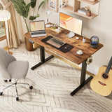 Sweetcrispy Standing Desk Adjustable Height, 63inch Electric Sit Stand up Desk for Home Office, Modern Rising Work Table for Computer Laptop, Lift Gaming Desk Sturdy Ergonomic Workstation, Rust Brown Sweetcrispy