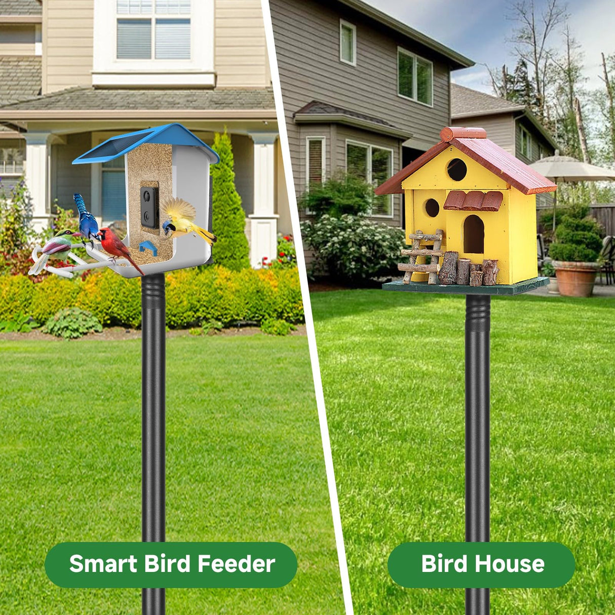 Proerr 79In Smart Bird Feeder Pole Mount Kit,Adjustable Bird House Pole for Outdoors Heavy Duty, Metal Birdhouse Stand for Outside Multiple Mounting Option(Black Finish) PROERR