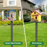 Proerr 79In Smart Bird Feeder Pole Mount Kit,Adjustable Bird House Pole for Outdoors Heavy Duty, Metal Birdhouse Stand for Outside Multiple Mounting Option(Black Finish) PROERR