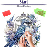 Diamond Painting Kits for Adults Beginners, 5D Full Drill Bird Crystal Art Desktop Ornament, DIY Single Sided Home Office Desk Decor, Creative Craft Gift Set with Tools OFRKE