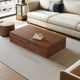 Pajiasen Mid-Century Modern Farmhouse 47.2-81.8" Expandable Coffee Table，Adjustable Center Table with Large Storage for Living Room, Walnut Pajiasen