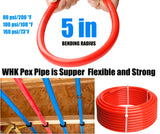 WHK PEX Pipe 1/2" Inch PEX Tubing Plumbing Pipe 2x100ft Pex-b Pipe Blue & Red Each 100ft for Cold and Hot Water WHK