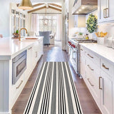 Black and White Striped Outdoor Rug 24'' x 51''Farmhouse Front Porch Mat Hand-Woven Machine Washable Layered Door Mats for Entryway/Bedroom BUAGETUP