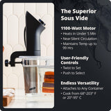 Greater Goods Kitchen Sous Vide Machine - Precision Cooker, Immersion Circulator, Brushless Motor, 1100 Watts (Onyx Black) Greater Goods