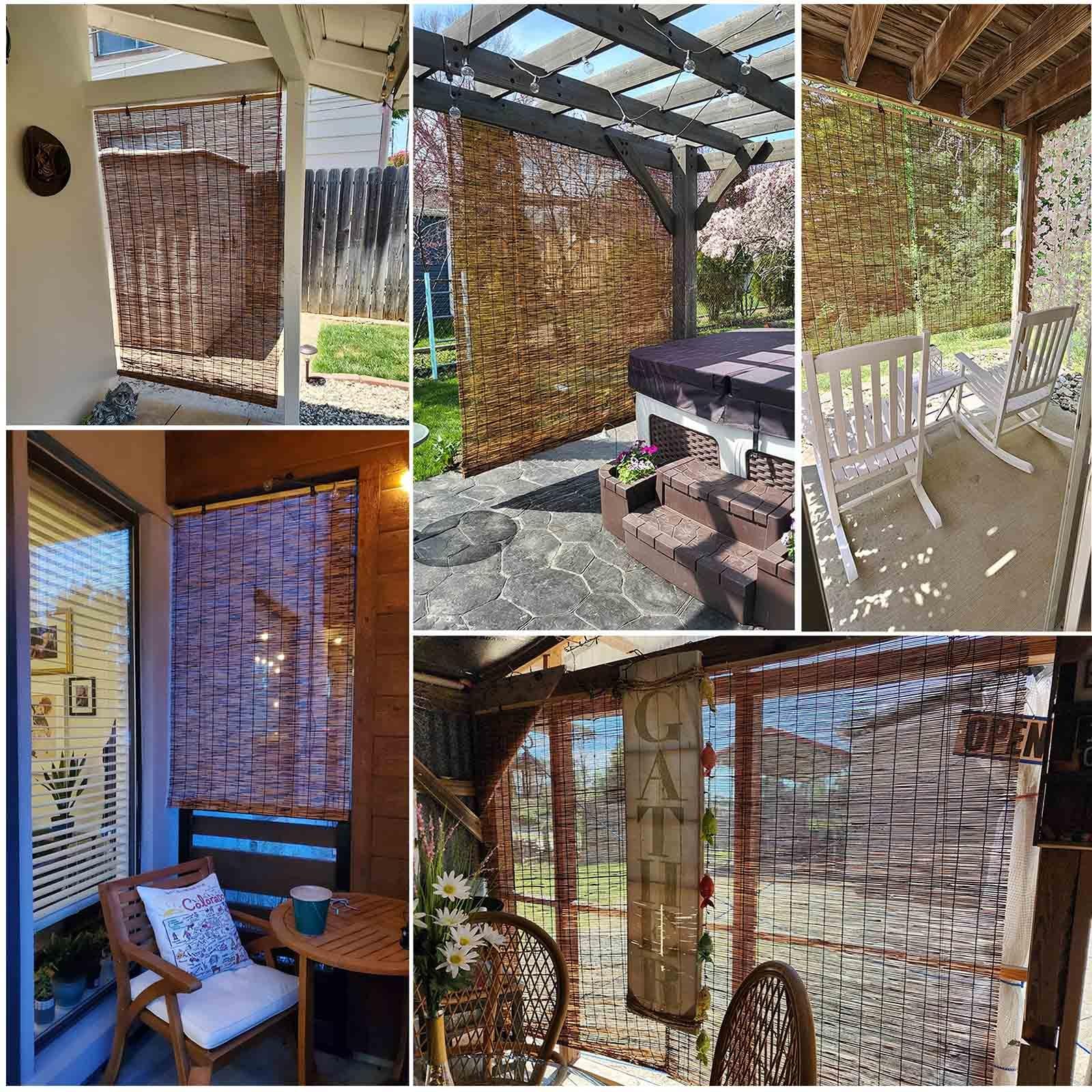 Bamboo Roll-Up Shades - Hand Woven Outdoor Blinds for Privacy and Sun Control - WoodArtSupply