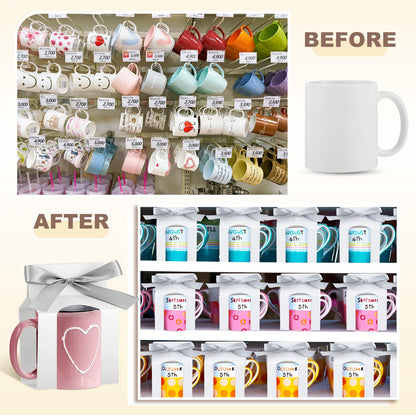 Kosiz 36 Pcs Mug Boxes Sublimation Mugs Gift Bags Mug Box Gift Box with Window Mug Boxes for Shipping Selling Gift Packaging Box for Mugs Gift Wrapping (for 11oz Mug,White, Silver)