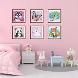 6 Pack Small Diamond Painting Kits for Kids Beginners, 5D Gem Art by Number for Children Ages 6-8-12,Cute Animal Dog Fun DIY Dot Painting Set,Home Wall Decor 6x6 Inch 5DDIYART