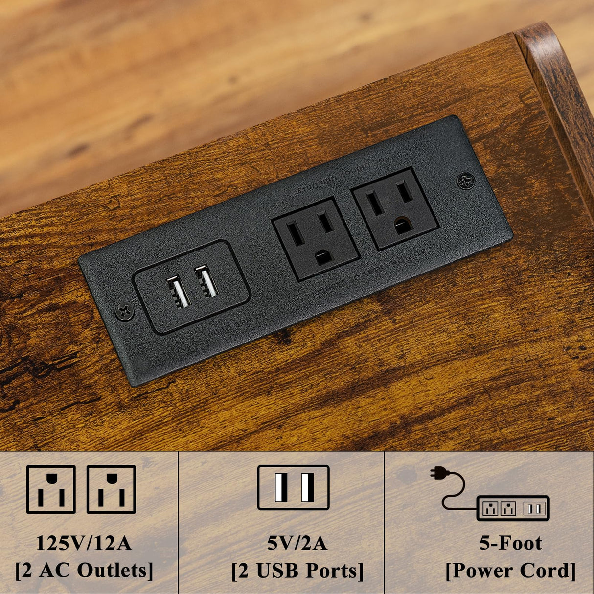 Lerliuo Record Player Stand with Charging Station Holds Up to 220 Albums, Brown Turntable Stand with 4 Cabinet, Large Mid-Century Record Player Table,Vinyl Holder Storage for Bedroom Living Room Lerliuo