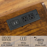 Lerliuo Record Player Stand with Charging Station Holds Up to 220 Albums, Brown Turntable Stand with 4 Cabinet, Large Mid-Century Record Player Table,Vinyl Holder Storage for Bedroom Living Room Lerliuo