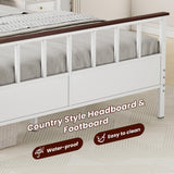 VOPEAK Farmhouse Full Size Bed Frame with Headboard and Footboard, Metal Bed Frame, Wood Platform Bed Frame Full Size with Under Bed Storage, Strong Metal Slats Support, No Box Spring Needed, Full VOPEAK