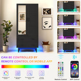 jiteentarou 2 Door Armoire Wardrobe Closet Cabinet with Drawers and LED Lights, Multi-Tier Shelves, Hanging Rod & 2 Louver Doors, Large Capacity Storage Wardrobe Armoire for Bedroom(2 Doors Black) jiteentarou