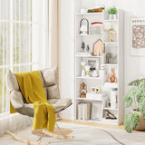 Tangkula 6-Tier Bookshelf, 64”H Tall Open Bookcase with Anti-Tip Kits, Home Office Free-Standing Wood Room Divider Display Book Shelf, Modern 11-Shelf Storage Rack for Study, Living Room (1, White) Tangkula