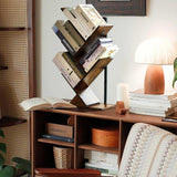 BESHIGH Wood Floating Hanging Shelves Storage for Wall, 4 Tier Wall Mount Tree Bookshelf for Displaying Books/CDs/Magazine, Unique Wall Bookcase for Home, Office, Living Room BESHIGH