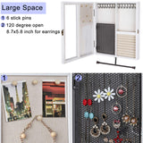 Keebofly Wall Mounted Jewelry Organizer With Rustic Wood Large Space Jewelry Cabinet, Holder, Storage Box for Necklaces, Earrings, Bracelets, Ring Holder, and Accessories White Keebofly