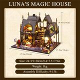 DIY Miniature House Kit, Tiny for Adults to Build, 3D Wooden Puzzles Dollhouse Bookshelf Insert Decor Alley-Creativity Kit with LED Light for Family and Friends (Luna's Magic House) FLYINTOYS