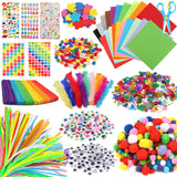 DOITEM Pipe Cleaners Craft Supplies, 1500+Pcs Arts and Crafts Supplies Including Pipe Cleaner Wiggle Googly Eyes Pom Poms Feathers Sticks Sequins Foam Flowers Papers Felt Stickers DOITEM
