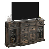 YITAHOME Television Stand for 65/55 Inch TV, Farmhouse TV Stand with 9 Drawers, Adjustable Shelves and Tempered Glass Doors, Entertainment Center TV Media Console for Living Room, Dark Rustic Oak YITAHOME