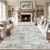 8x10 Area Rugs for Living Room - Washable Rug Modern Abstract Soft Large Neutral Non-Slip Carpet Indoor Floor Stain Resistant Thin Carpets for Bedroom Dining Room Farmhouse Nursery Home Office Grey PLHXFR