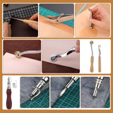 424 Pcs Leather Working Tools Leather Tools and Supplies with Instructions, Sewing Kit, Tool Holder, Wooden Storage Box, Stamping Set JUPEAN