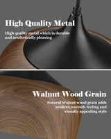 ELYONA Modern Pendant Light Walnut Wooden Pattern Dome Pendant Light Fixture Matte Black Metal Gold Inner Finish Adjustable Hanging Lighting for Kitchen Island Dining Room Office Hallway Foyer Bedroom ELYONA