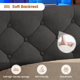 BTHFST Full Size Bed Frame with 4 Drawers & Charging Station, LED Bed Frame Full Size with Hidden Storage Headboard, Upholstered Metal Bed Full, No Box Spring Needed, Dark Grey BTHFST