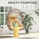 DWVO Egg Chair Without Stand, Basket Chair Hanging Outdoor Rattan Wicker Patio Hammock Indoor Egg Chair with Cushion, Hanging Swing Chair 350lbs for Porch, Garden, Bedroom, Balcony, Beige DWVO