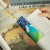 SWATOM 6 Pcs 5D Diamond Painting Bookmarks Sun & Moon Nature Acrylic Diamond Art Bookmark with DIY Painting Kits Tassels & Wood Beads Pendant Rhinestone Bookmarks SWATOM