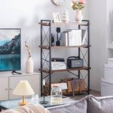 HCHQHS Bookshelf, 4-Tier Industrial Bookcase, Rustic Open Book Shelf, Freestanding Tall Bookshelves with Metal Frame HCHQHS