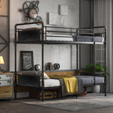 2 IN 1 Metal Bunk Bed Twin Over Twin, Convertible Twin Bunk Beds into 2 Individual Twin Size Bed for Kids Adults, 16.5" High Guard Rail,Space-Saving No Box Spring Needed Easy Assembly (Black) Whalefall