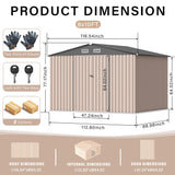 8x10 FT Metal Storage Sheds Outdoor, Metal Yard Sheds Garden Shed Kit, Tool Shed with Lockable Door, Utility Sheds Buildings with Air Vent for Backyard Garden Patio Lawn Reljofum