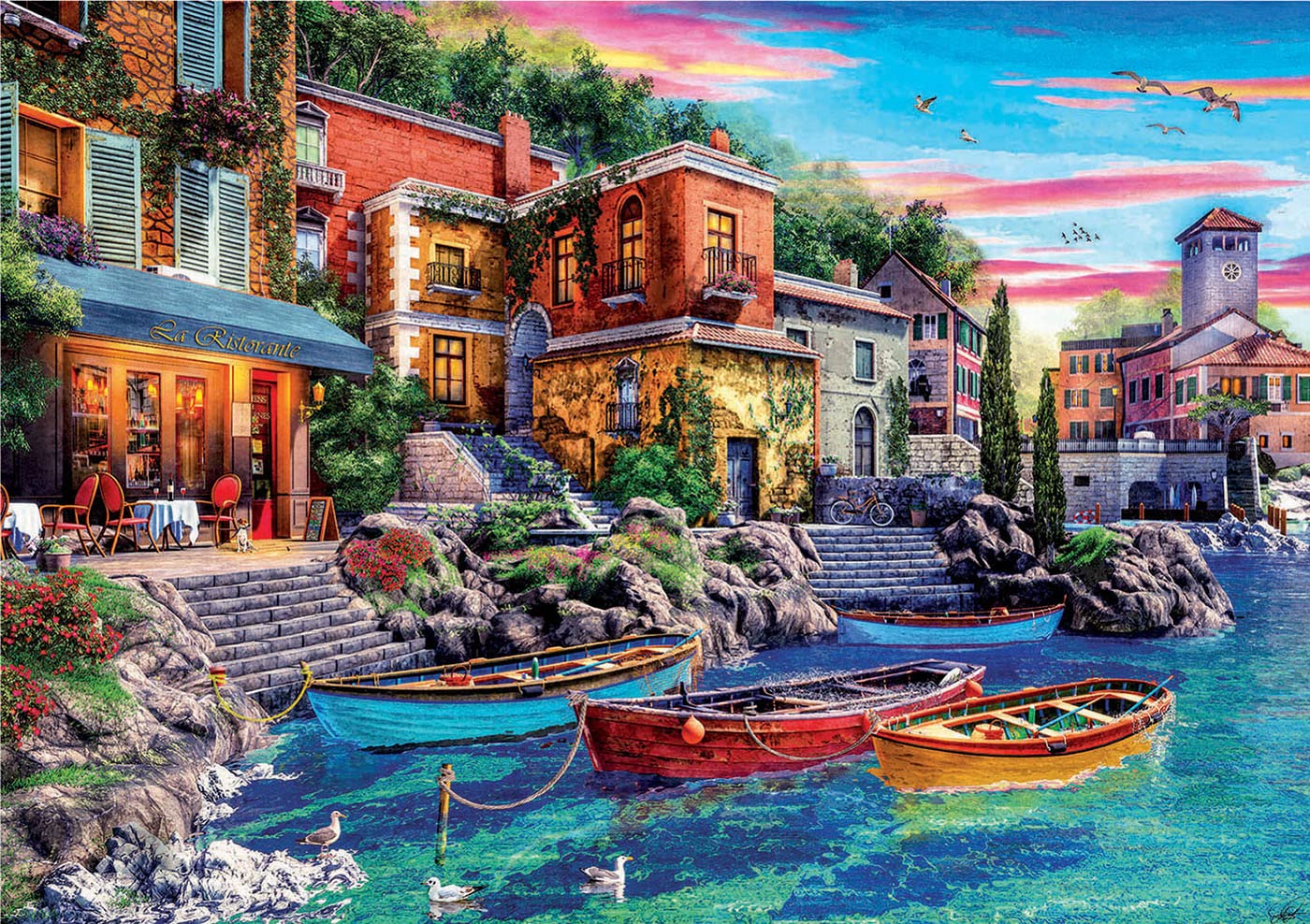 Educa - Sunset in Como - 3000 Piece Jigsaw Puzzle - Puzzle Glue Included - Completed Image Measures 47.25" x 33.5" - Ages 14+ (19052)