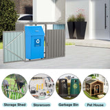 Outdoor Garbage Bin Storage Shed, Steel Trash Can Storage with Lockable Doors & Lids for 2 Trash Cans, Metal Garbage Can Hider for Outside Garden Yard Backyard Patio (2 Trash Can+Grey) YskdhfczQ