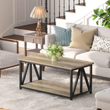 SOROGRA Coffee Table for Living Room with Round Corners, 2 Tier Modern Farmhouse Center Tables with Storage Shelf, 39 Inch Small Table for Sofa Home Office, Grey Wash SOROGRA