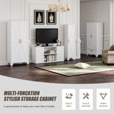 Tall Bathroom Cabinet,Narrow Metal Storage Cabinet with 5 Adjustable Shelves and Single Barn Door,Slim Pantry Storage Organizer for Bathroom,Kitchen,Entryway 67H White Baborokic