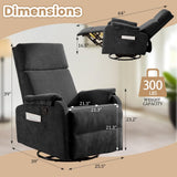 Korser Recliner Chairs, Swivel Rocking Recliner Chair for Adults, Glider Rocking Chair, Small Nursery Chair Recliner for Living Room, Reclining with Modern-Designed Armrests, Chenille, Black Korser