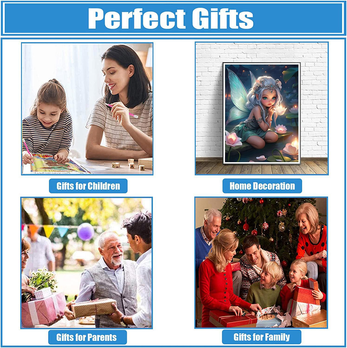 DPHERO DIY Fairy Diamond Painting Kits for Adults,5D Cartoon Diamond Art Kits for Beginners,Round Full Drill Flowers Diamond Painting Art,DIY Painting by Numbers Diamond Art Painting 12x16 inch DPHERO