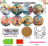 8 Pcs Famous buildings Diamond Art Painting Coasters Kits,Landscape Coaster with Holder for Adults, Non-Slip DIY Dot Paint Craft Kits,5D Full Drill DIY Diamond Dot Gem Art Kit Home Decor Arts Craft NEGEKFKX