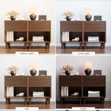 Alohappy Nightstand Set of 2, Mid Century Modern Nightstand, Wood Fluted Bedside Table with Drawer and Storage for Bedroom, Side Table, Accent Table, End Table for Living Room, Brown, 2pcs Alohappy